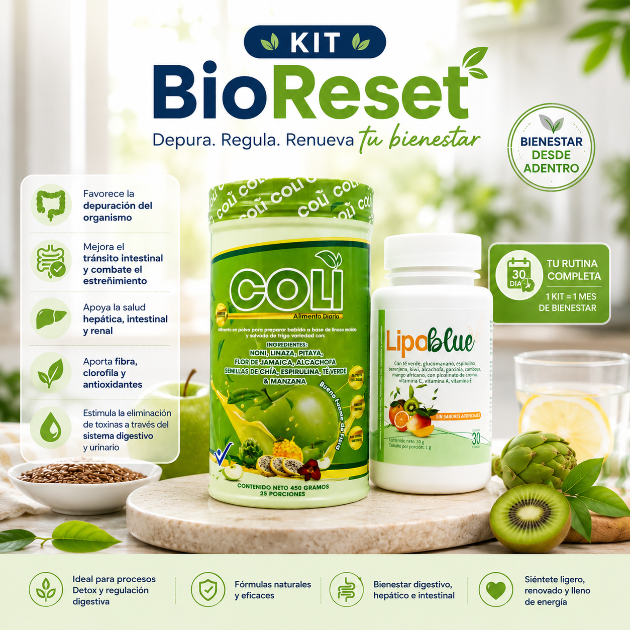 Kit BioReset™ — Lipoblue + Fibra Coli Plus